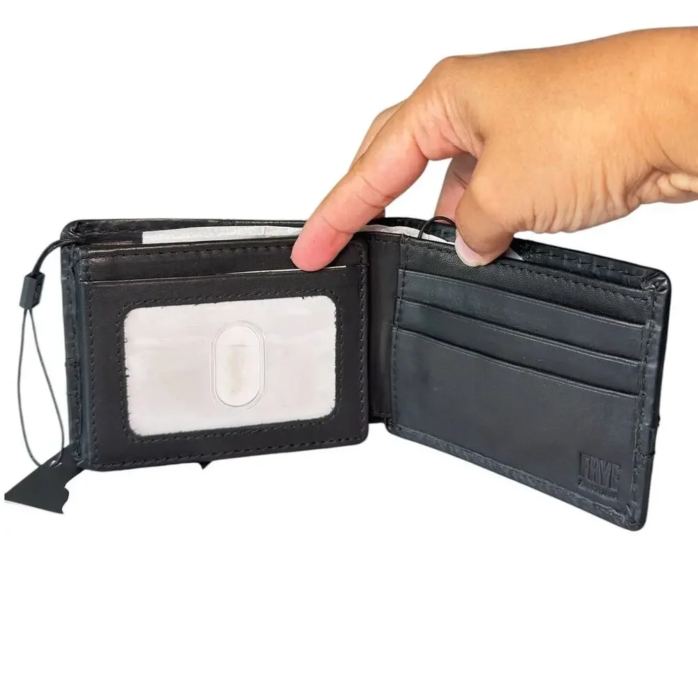 Frye Nash ID Window Leather Bifold Wallet black Boxed